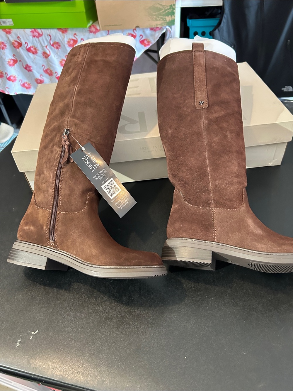 Naturalizer Brown Suede Mid-Calf Heeled Boots